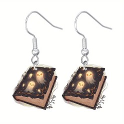 Book Акриловые серьги болтаться, платина, книга, 33x33 мм