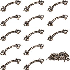 Antik Bronze Griff aus Zinklegierung, mit Eisenschrauben, Schubladengriff, Antik Bronze, 14x48x9 mm, Bohrung: 2.5 mm, Schraube: 4.5x12 mm, 30sets