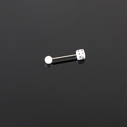 Белый Кости 316l хирургическая нержавеющая сталь с акриловыми кольцами для языка, цвет нержавеющей стали, белые, длина стержня: 7/16"(11мм), штифты : 1.6 мм