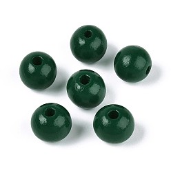 Морско-зеленый Круглые бусины из натурального дерева схима, окрашенные распылением, цвета морской волны, 13~14x12.9 мм, отверстие : 2.8~3.5 мм
