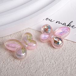 Pink Прозрачные акриловые бусины, uv покрытие, бабочка, розовые, 19x22x8 мм, отверстие : 3 мм