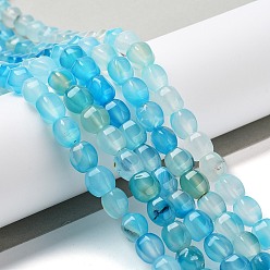 Голубой Природный агат бисер нитей, окрашенная и подогревом, в форме инжира, голубой, 9x8x8 мм, отверстие : 1.2 мм, около 38 шт / нитка, 13.66~13.98'' (34.7~35.5 см)