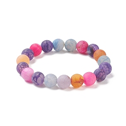 Pink Natural Weathered Agate(Dyed) Round Beaded Stretch Bracelet, Gemstone Jewelry for Women, Pink, Inner Diameter: 2-1/8 inch(5.3cm), Beads: 10mm