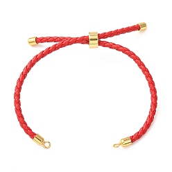 Rouge Fabrication de bracelets en cordon de cuir tressé en microfibre ronde ajustable, avec les accessoires en laiton, convient aux breloques de connecteur, rouge, 9.13x0.12 pouce (23.2x0.3 cm), Trou: 2mm