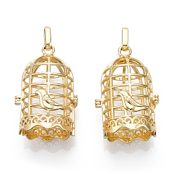 Light Gold Rack Plating Brass Cage Pendants, For Chime Ball Pendant Necklaces Making, Birdcage, Light Gold, 38x26x22mm, Hole: 4x8mm, inner measure: 18x23mm