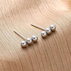 Нержавеющая Сталь Цвет Устойчивые к потускнению 201 серьги-гвоздики из нержавеющей стали с горизонтальной перекладиной и 316 булавкой из нержавеющей стали для женщин, цвет нержавеющей стали, 9x3 мм, штифты : 0.6 мм