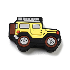 Лимонный шифон Силиконовые фокусные шарики, изготовление ожерелий diy, автомобиль, лимонный шифон, 20x31x7 мм, отверстие : 2.5 мм