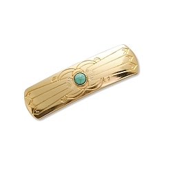 Золотой Застежка-молния из сплава, прямоугольные, с синтетическими бирюзовый, золотые, 75x22 мм