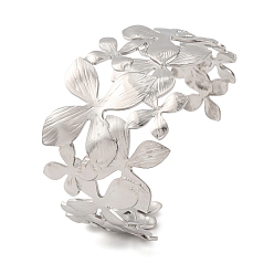 Нержавеющая Сталь Цвет 304 женские браслеты-манжеты из нержавеющей стали, цветок/листья, цвет нержавеющей стали, 1-5/8 дюйм (4.05 см), внутренний диаметр: 2-1/2 дюйм (6.2 см)