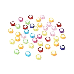Couleur Mélangete Perles acryliques opaques, fleur, couleur mixte, 9.5x9.5x4mm, Trou: 2mm