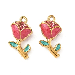 Светло-Коралловый 304 нержавеющей стальной эмали подвески, ионное покрытие (ip), , золотые, свет коралловый, 17x9x5.5 мм, отверстие : 1.2 мм