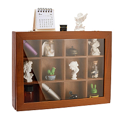 SillínMarrón 12- Caja de almacenamiento de madera con compartimentos y tapa transparente, Rectángulo, saddle brown, 320x240x59.5 mm