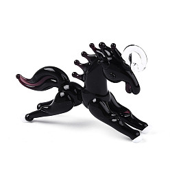 Черный Большие подвески, лэмпворк, ручная работа , лошадь, чёрные, 32~34x50~53x10~12 мм, отверстие : 3.5~4x4~5 мм