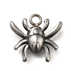 Античное Серебро Ретро 304 подвески из нержавеющей стали, прелести паука, античное серебро, 11.5x12x2 мм, отверстие : 1.6 мм