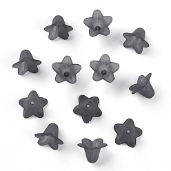 Gray Transparent Acrylic Beads, Frosted, Flower, Gray, 17.5x12mm, Hole: 1.5mm, about 770pcs/500g
