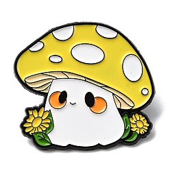 Желтый Эмалевые булавки в виде грибов, булавки для лацканов из сплава для одежды рюкзака, желтые, 29x32.5 мм