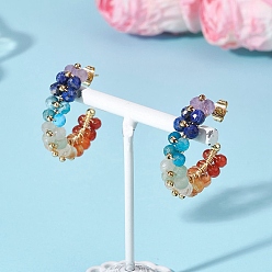 Золотой Серьги-гвоздики из натурального смешанного камня в форме буквы С, с фурнитурой для сережек из латуни и нержавеющей стали, золотые, 304 мм