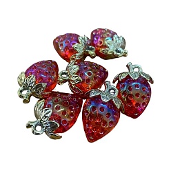 Светло-Вишневый Акриловые подвески, клубника, светло-вишневый, 32x23 мм