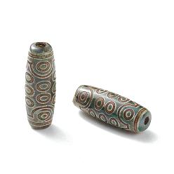 21-Eye Tibetan Style dZi Beads, Natural Agate Beads, Dyed & Heated, Oval, 21-Eye, 28.5~32x10~12.5mm, Hole: 1.5~3mm