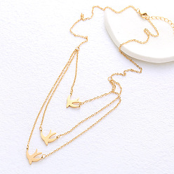 Золотой Подвеска из нержавеющей стали в виде свободной птицы 3 многослойные ожерелья для женщин, золотые