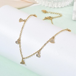 Золотой 304 Колье из нержавеющей стали с треугольными кисточками, инкрустированными прозрачными кубическими циркониями, для женщин, золотые, 16.73 дюйм (42.5 см)