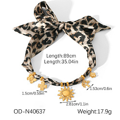 Sun 304 Stainless Steel Enamel Multi-Pendant Scarf Necklaces, Golden, Sun, 35.04 inch(89cm), pendant: 15~28.1mm