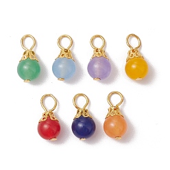 Золотой Подвески из малайзийского нефрита натурального окрашенного цвета, круглые подвески, с железной фурнитурой, разноцветные, золотые, 16.5x8.5 мм, отверстие : 4x3 мм