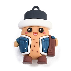 Персиковый Слойка ПВХ подвески, картофельные прелести, розовые, 48x35x17.5 мм, отверстие : 2.5 мм