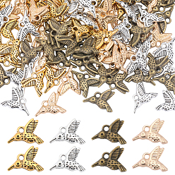 (52) Непрозрачная лаванда 120 шт 4 цвета подвески из сплава, амулеты птиц, разноцветные, 12x15.5x3 мм, отверстие : 1.8 мм, 30 шт / цвет