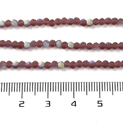 Saddle Brown Imitation Jade Glass Beads Strands, Half AB Color Plated, Faceted, Frosted, Rondelle, Saddle Brown, 3x2mm, Hole: 0.7mm, about 155pcs/strand, 15.75''(40cm)