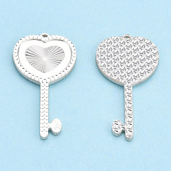 Silver 925 Sterling Silver Pendants, Heart Skeleton Key Charms, Silver, 23x12.5x1.5mm, Hole: 0.7mm