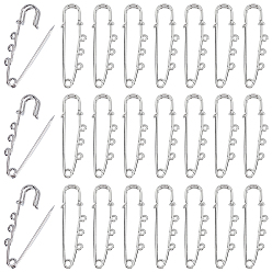 Нержавеющая Сталь Цвет 50шт. стальные прочные безопасные булавки для брошей, цвет нержавеющей стали, 50x15x7 мм, отверстие : 1.8 мм, 3 петли