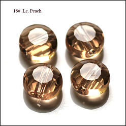 Персиковый Слойка Имитация Австрийские кристаллические шарики, класс AAA, граненые, плоско-круглые, розовые, 10x5 мм, отверстие : 0.9~1 мм