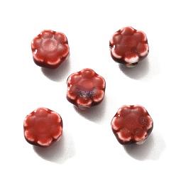 Красный Фарфоровые бусины ручной работы, цветок, красные, 9.5x10x5~5.5 мм, отверстие : 1.8~2.2 мм