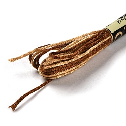 Coconut Brown 10 Skeins 6-Ply Polyester Embroidery Floss, Cross Stitch Threads, Segment Dyed, Coconut Brown, 0.5mm, about 8.75 Yards(8m)/skein