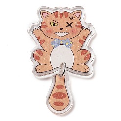 Оранжевый Акриловые подвески, кошка, оранжевые, 55x32x2.5 мм, отверстие : 1.8 мм