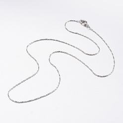 Real Platinum Plated Brass Chain Necklaces, with Lobster Claw Clasps, Real Platinum Plated, 17.7 inch(45cm)