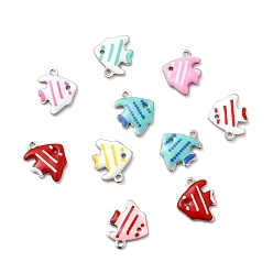 Fish 304 из нержавеющей стали шармы эмали, морское животное, цвет нержавеющей стали, рыба, 11.5x9x1.5 мм, отверстие : 1.2 мм