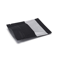 Black Kraft Paper Open Top Zip Lock Bags, Food Storage Bags, Sealable Pouches, for Storage Packaging, with Tear Notches, Rectangle, Black, 9.1x7x0.15cm, Inner Measure: 6cm, Window: 7x3cm, Unilateral Thickness: 4.7 Mil(0.12mm)
