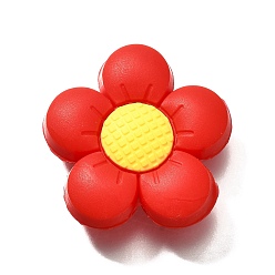 Красный Шарики пищевого силикона, цветок, красные, 28x29.5x9.5 мм, отверстие : 2 мм