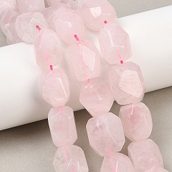 Розовый Кварц Природного розового кварца нитей бисера, овальные, граненые, с бисером, 13~19x11~15.5x11~14 мм, отверстие : 0.8~1.2 мм, около 17~23 шт / нитка, 15.35''~15.75'' (39~40 см)