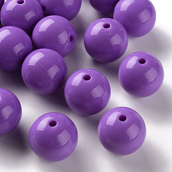Dark Orchid Opaque Acrylic Beads, Round, Dark Orchid, 20x19mm, Hole: 3mm, about 111pcs/500g