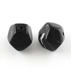 Черный Имитация драгоценных камней бусы акриловые, чёрные, 20x22x21 мм, Отверстие : 3 мм , около 89 шт / 500 г