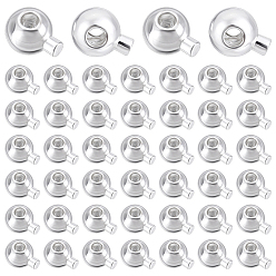 925 Sterling Silver Plated 90Pcs Brass Crimp Beads, Round, Long-Lasting Plated, Lead Free & Cadmium Free, Rack Plating, 925 Sterling Silver Plated, 4.5x3.4x3mm, Hole: 0.8mm