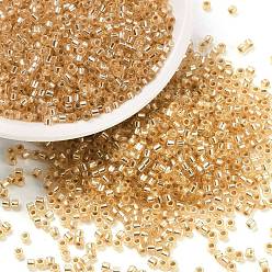 (932FM) Темно-синий аква-матовый с подкладкой Цилиндрический бисер, серебряная линия, круглое отверстие, единый размер, темно-золотистые, 2x1.5 мм, отверстие : 0.8 мм, около 40000 шт / упаковка, о 450 г / мешок