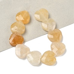 Топаз Нефрит Природный Топаз нефрита бисер нитей, граненые, сердце, 14.5~15x15~15.5x5.5~6 мм, отверстие : 1 мм, около 10 шт / нитка, 5.51~5.71'' (14~14.5 см)