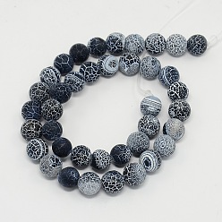 Black Weathered Agate Beads Strand, Grade A, Dyed, Round, Black, 4mm, Hole: 1mm, 16 inch