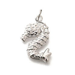 Платина Латунные подвески, с целью перехода в кольце, долговечный, без свинца и без кадмия, прелести морских коньков, платина, 21x12.5x2.5 мм, отверстие : 3.5 мм