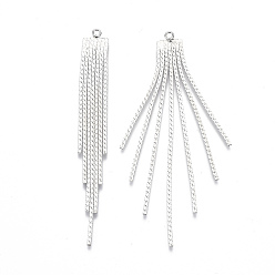 Платинированный Латунная цепочка кисточка большие подвески, без никеля , Реальная платина, 72x8.2x0.7 мм, отверстие : 1.5 мм