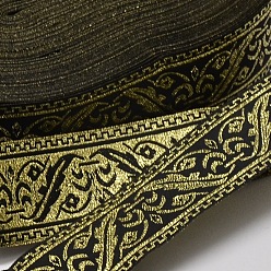 Black Polyester Ribbons, with Tree Pattern, Jacquard Ribbon, Black, 1-1/4 inch(33mm), 33yards/roll(30.1752m/roll)
